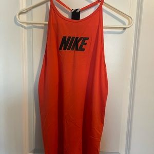 Red Nike tank with cute straps and high neck